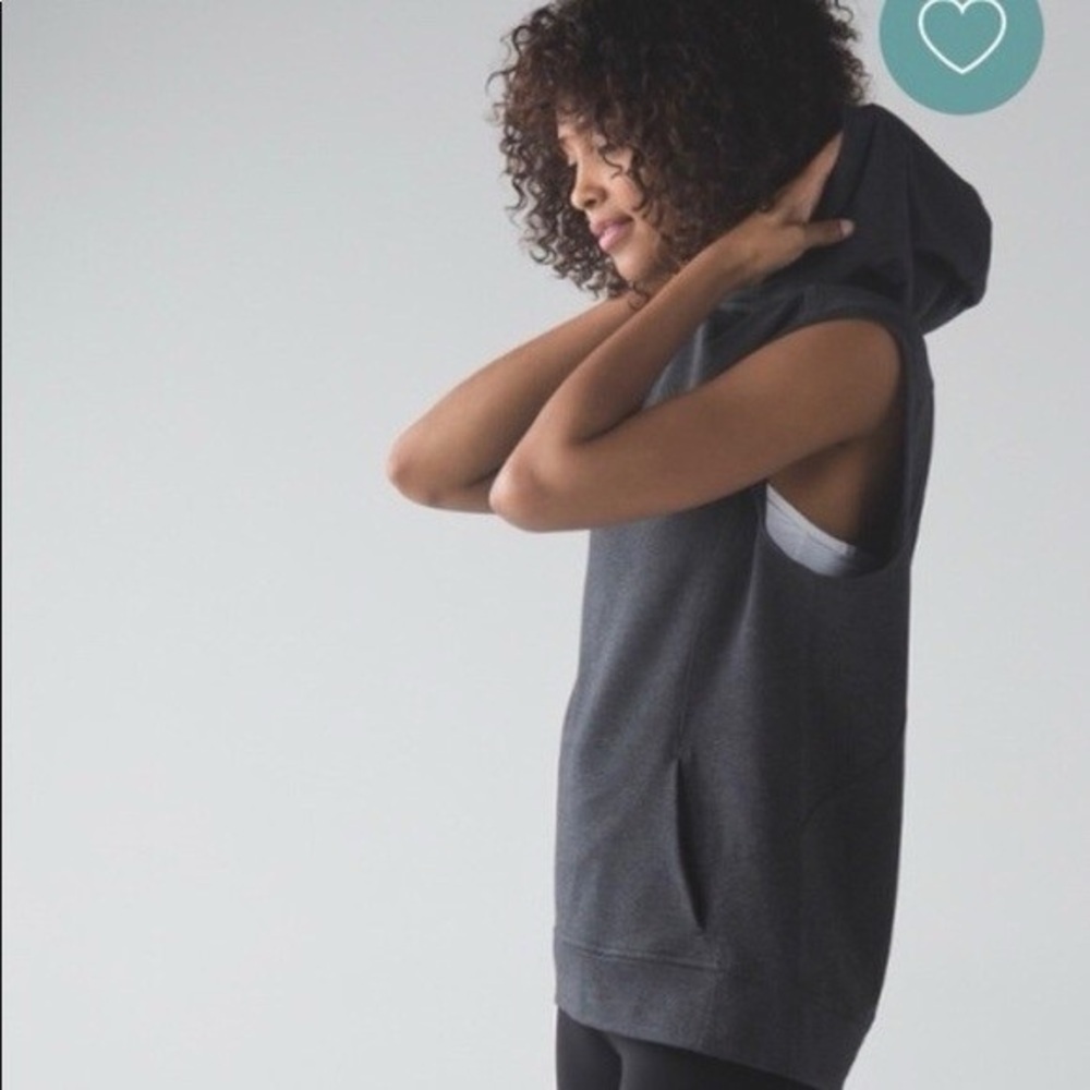 Lululemon Blissed Out Sleeveless Hoodie Heathered Black Gray 6
